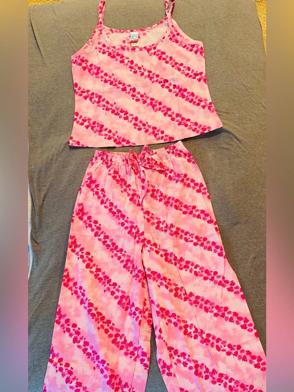 Pink Floral Two-Piece Pajama Set
